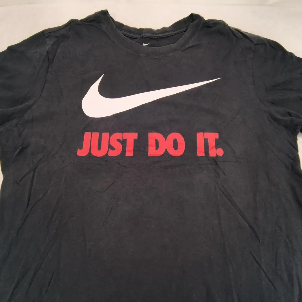 Nike Tee Just Do It Short Sleeve Casual Crew Neck Shirt Mens Size Large L Black